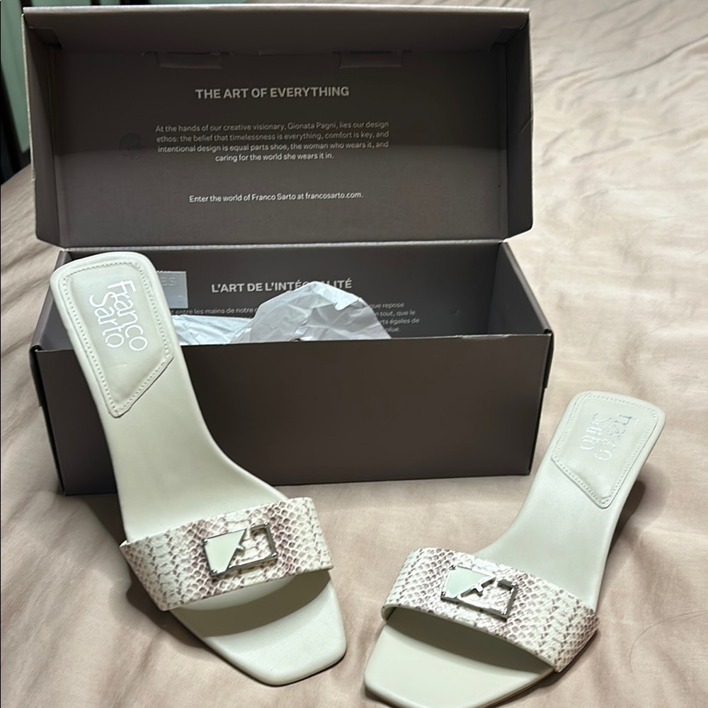 Franco Sarto Women's Ivory Buckle Sandals